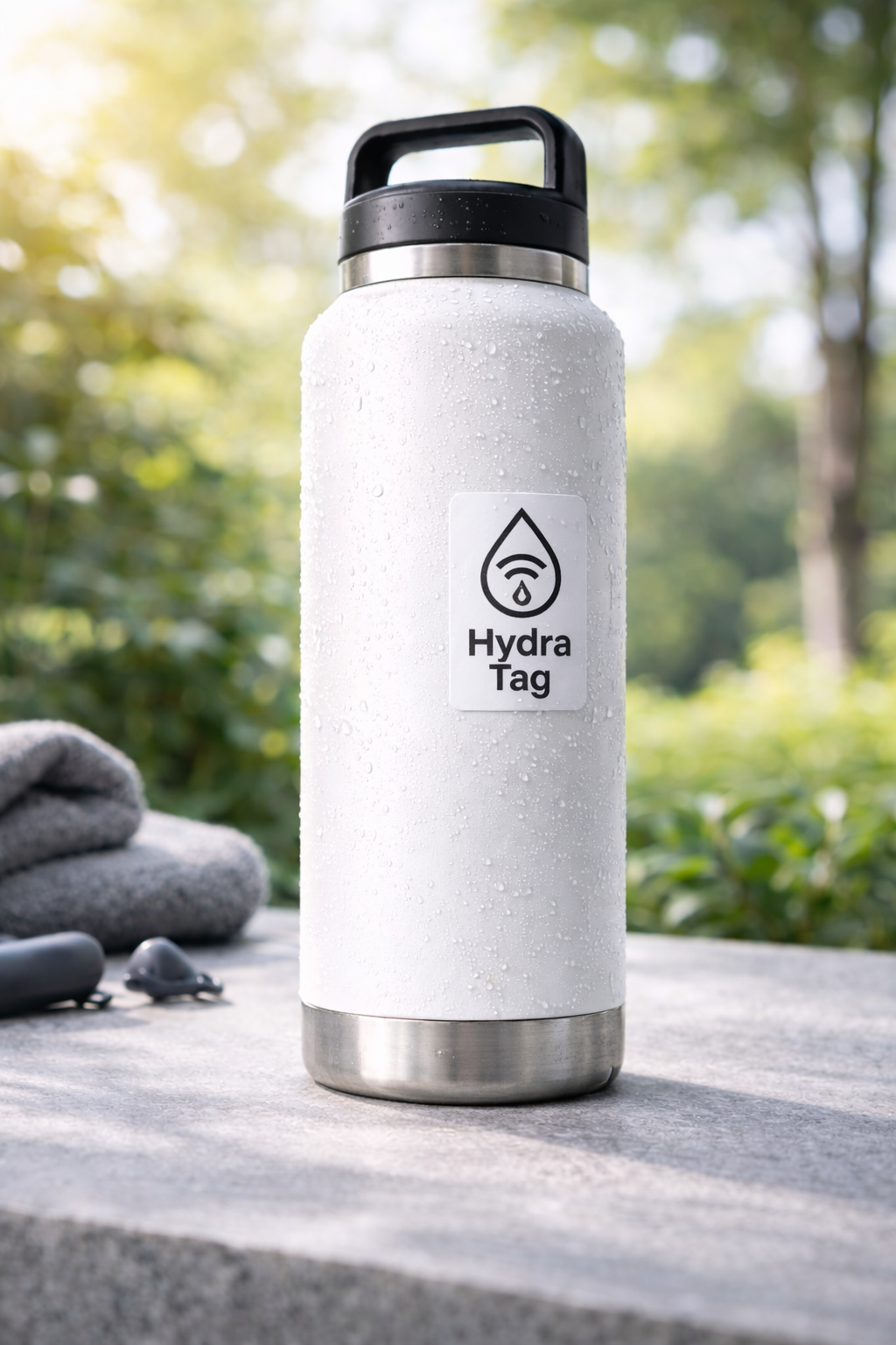 HydraTag on plastic bottle